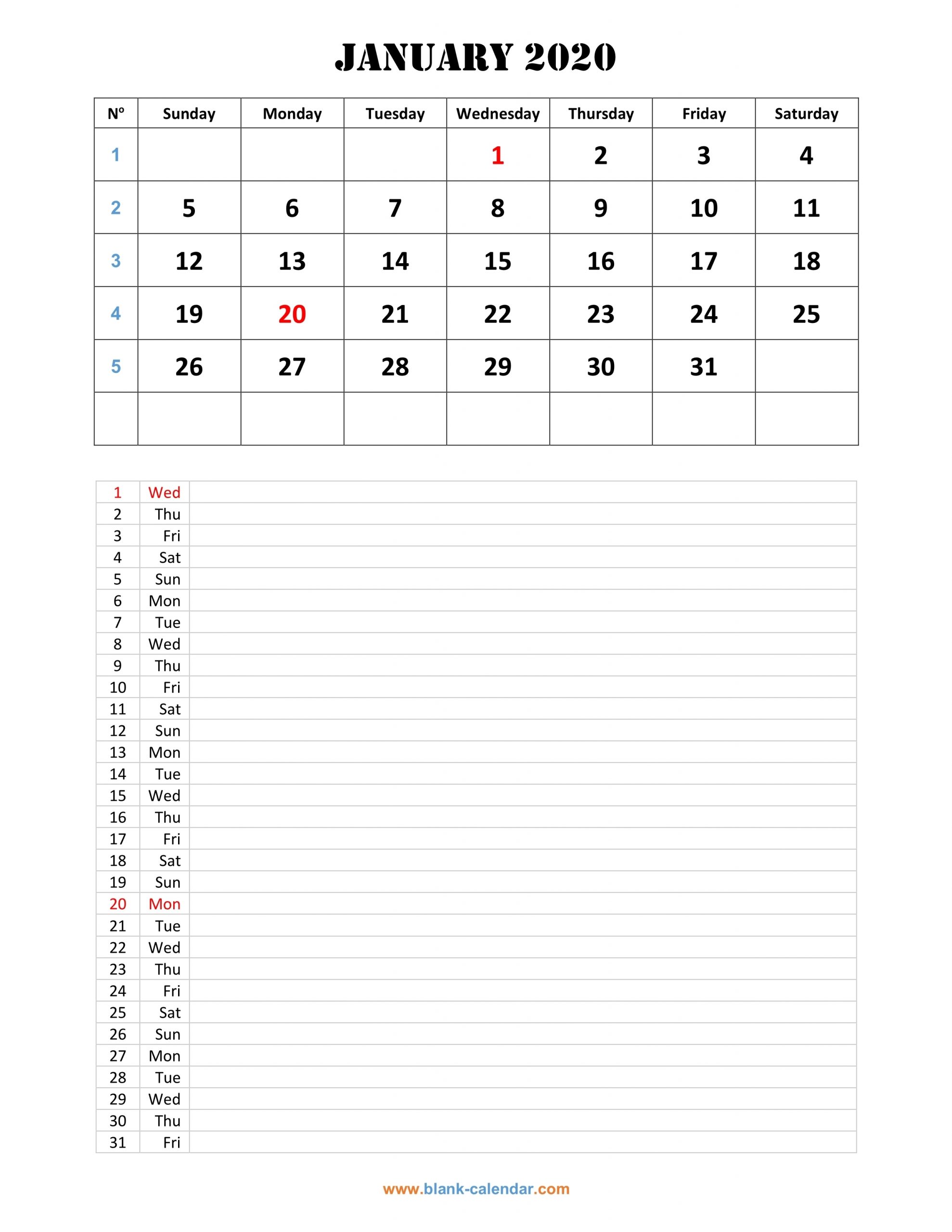 Monthly Calendar 2020 | Free Download, Editable And Printable with regard to Calendar 2020 Week Wise In Window