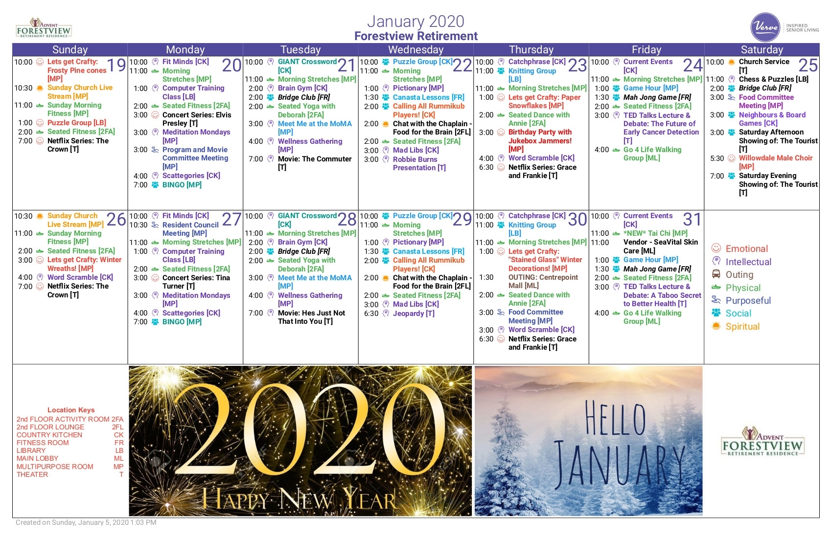 Monthly Calendar – Forestview Retirement Residence throughout Word Church Events Calender For 2020