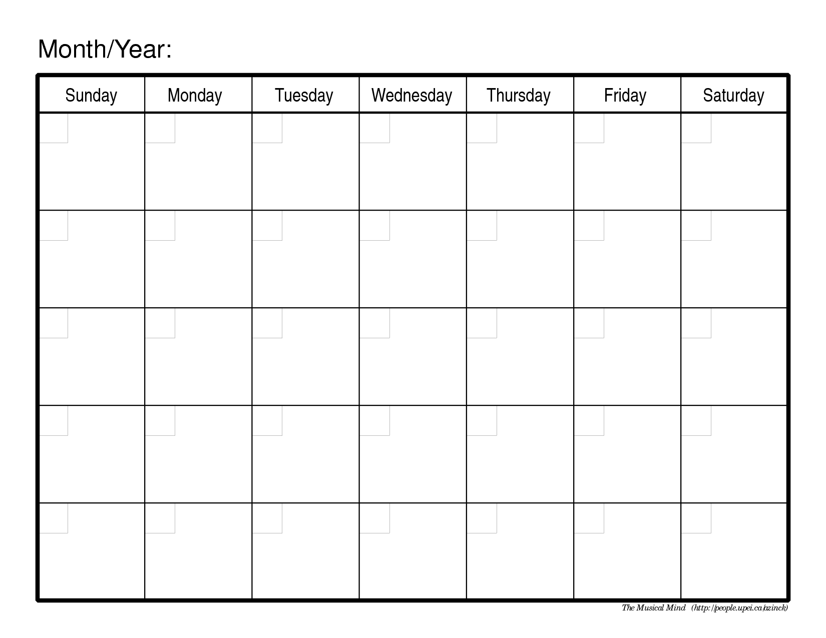 Monthly Calendar Template | Blank Monthly Calendar Template