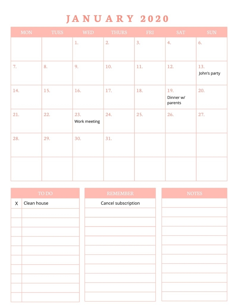 Monthly Schedule Template | Lucidpress