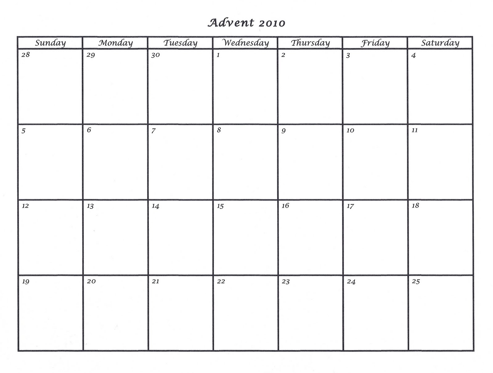 Blank Advent Calendar   Mostly Markers 2010 Advent Calendar Template 