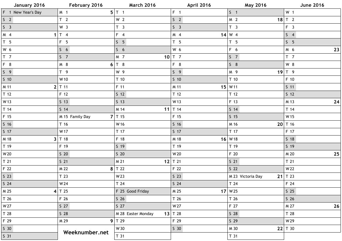 Network Rail Week Numbers