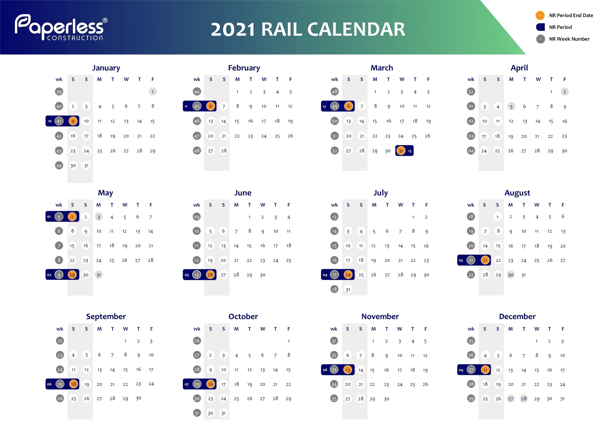 Network Rail Week Calendar - Paperless Construction