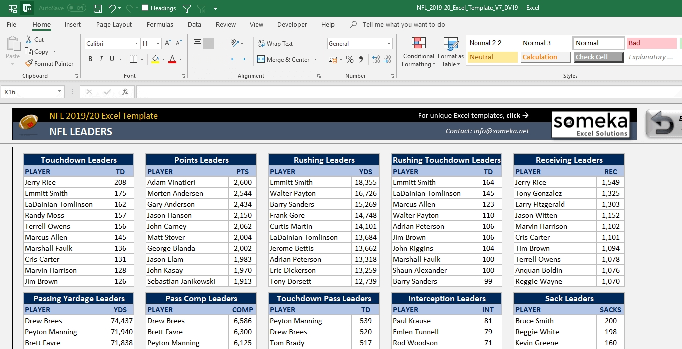 Nfl 2020-2021 Excel Template | Track Nfl Schedule In Excel! throughout Nfl Schedule 2019 2020 Excel