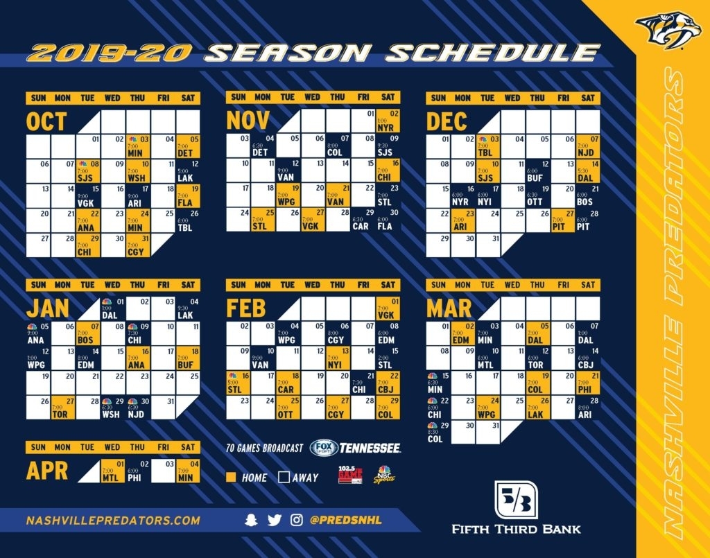 Nhl Nashville Predators Schedule | Tiruvannamalai.idt.ac.in with Nashville Predators Printable Calendar Schedule