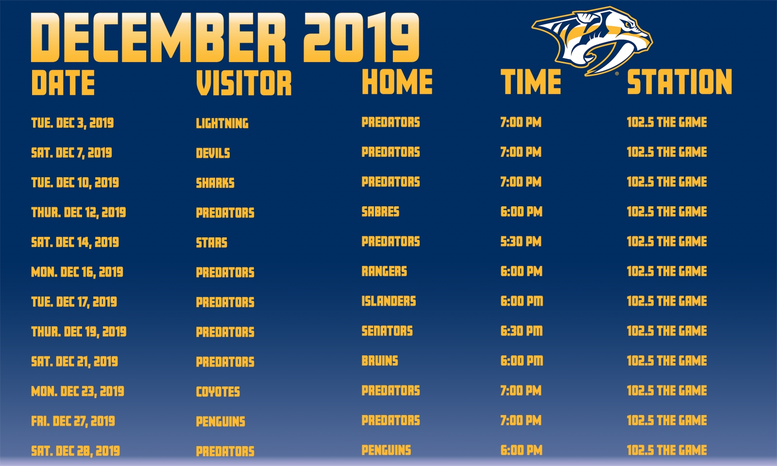 hurricanes predators schedule