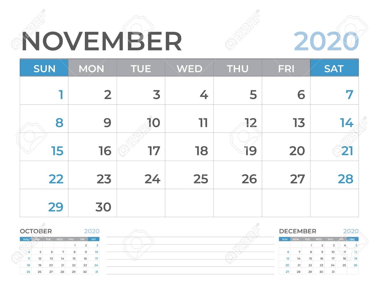 November 2020 Calendar Template, Desk Calendar Layout Size 8.. within 8 X 10 Calendar 2020