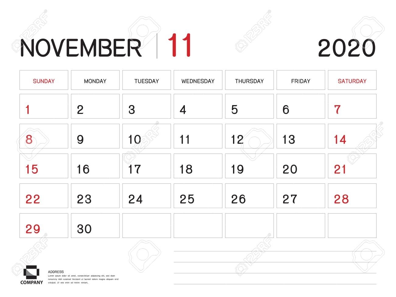 November 2020 Year Template, Calendar 2020, Desk Calendar Design,.. pertaining to 8 X 10 Calendar 2020