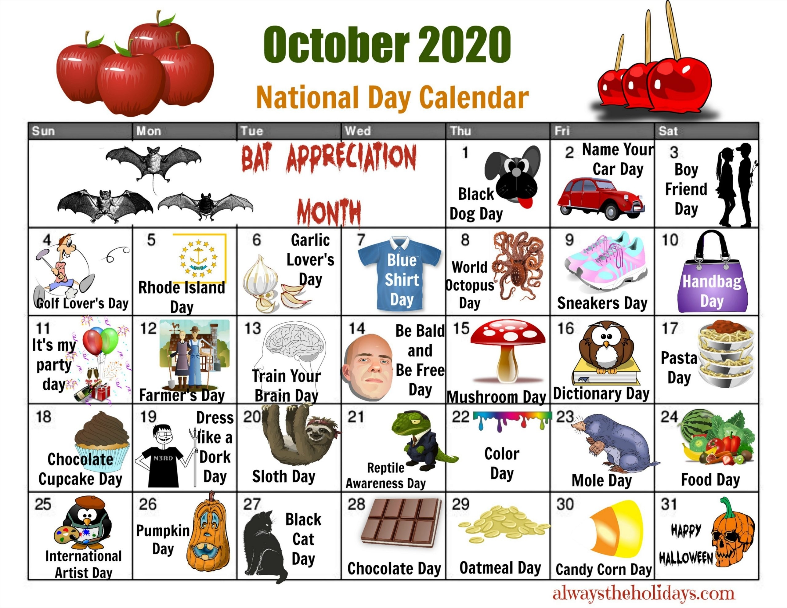 October National Day Calendar - Free Printable Calendars