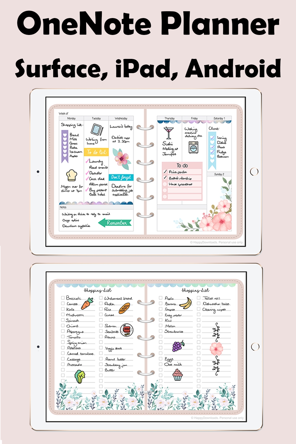 Onenote Digital Planner Templates &amp; Stickers In 2020