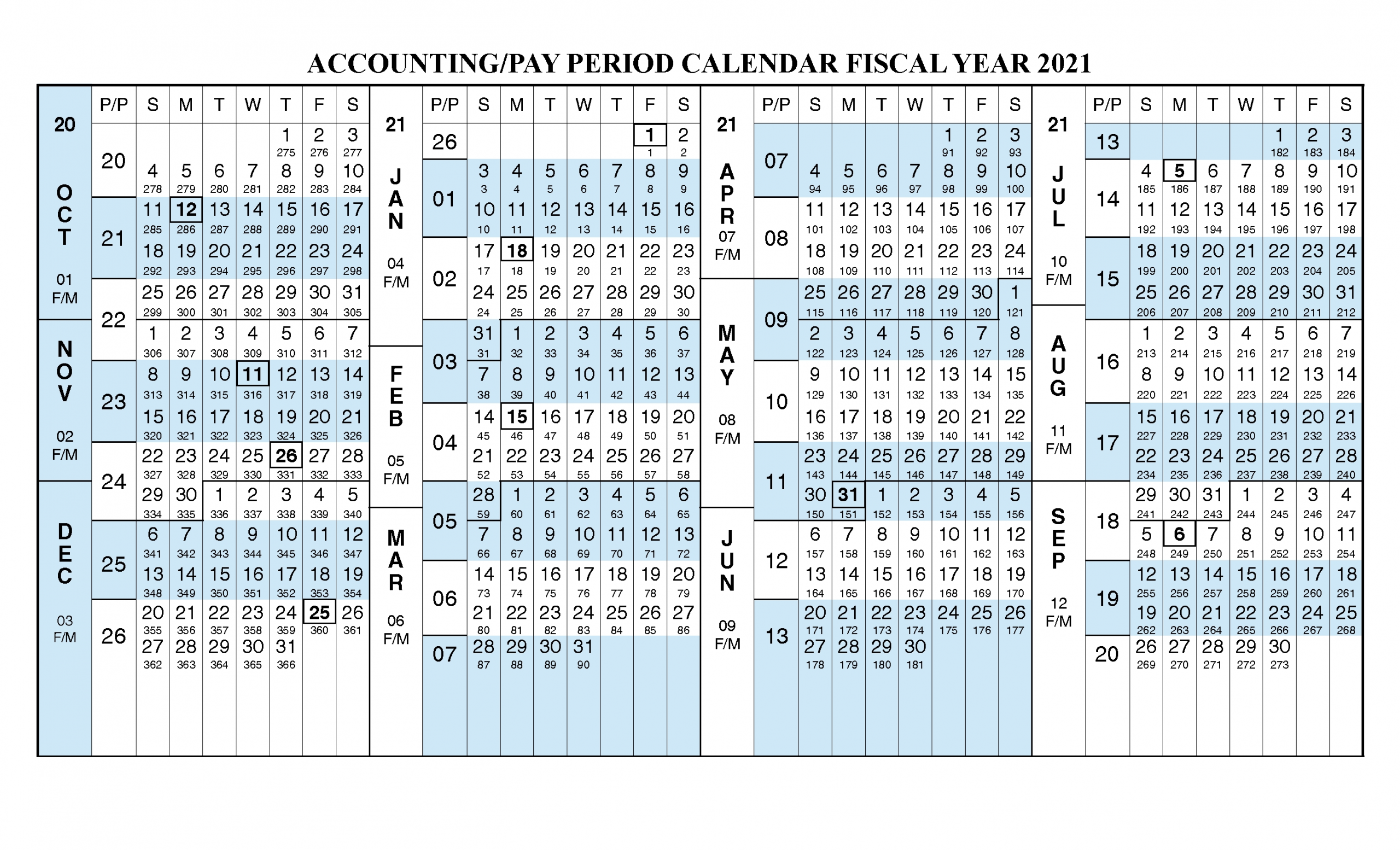 Payroll Calendar 2021 Fiscal Year Calendar [ Oct 2020 - Sep