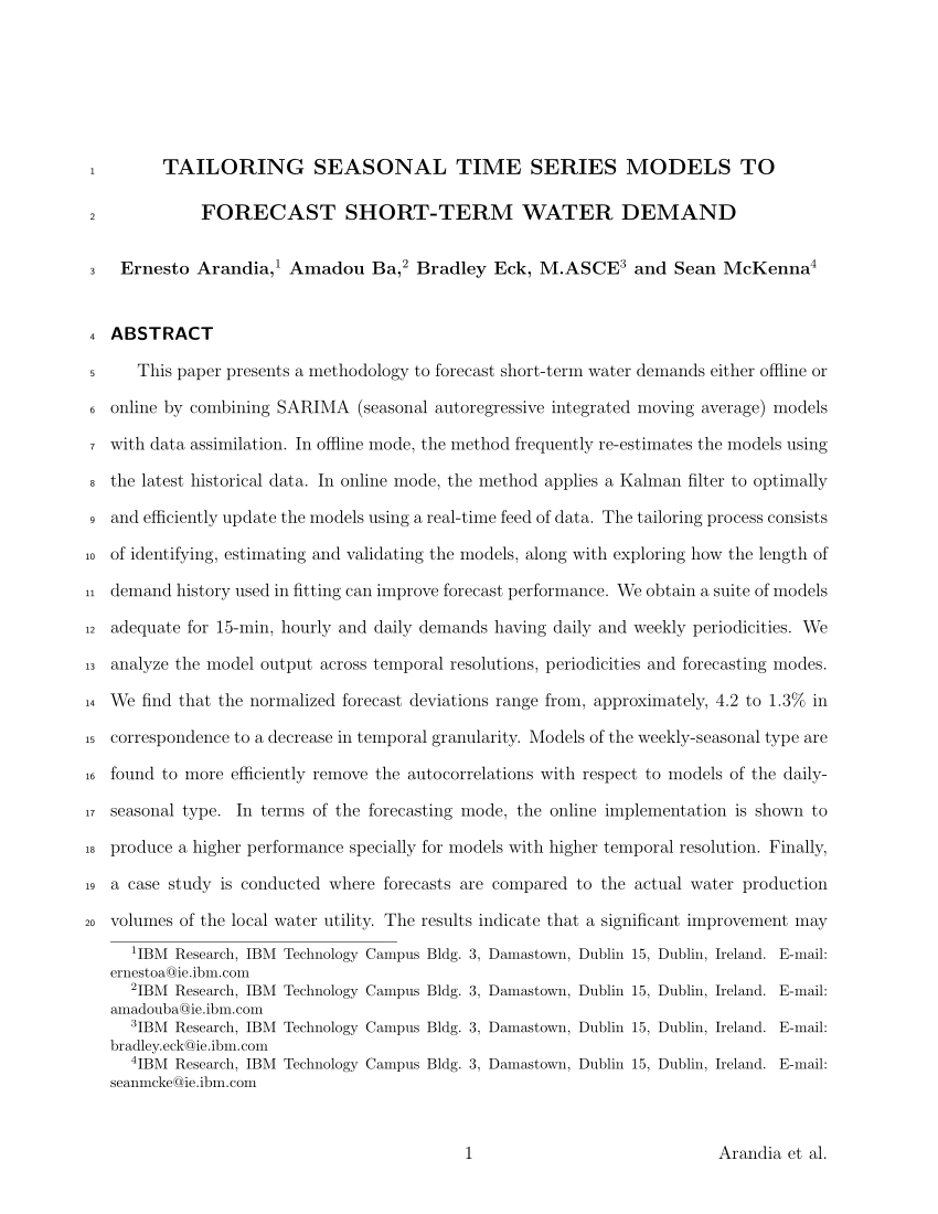 Pdf) Tailoring Seasonal Time Series Models To Forecast Short