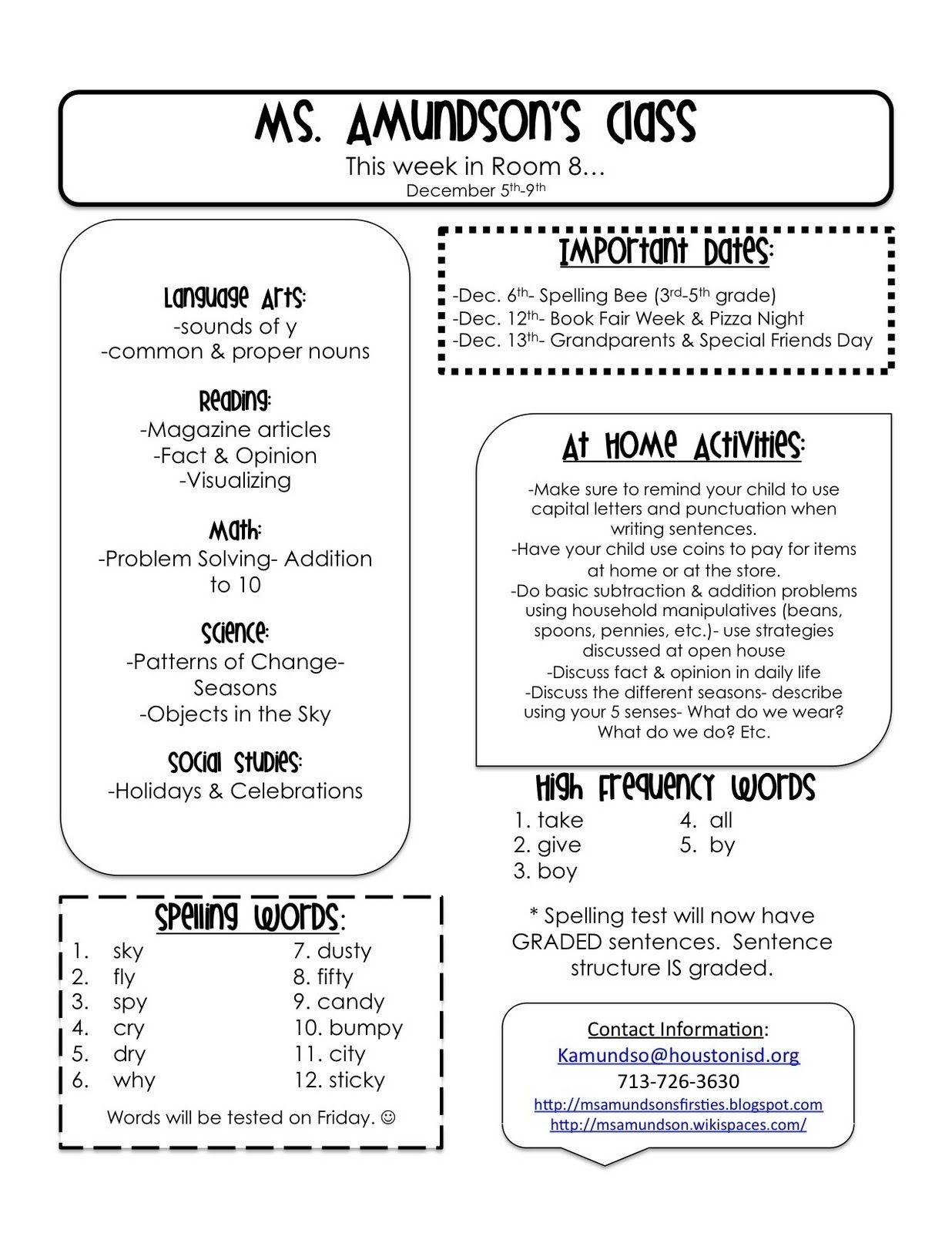 Pin On 1St Grade: Newsletters