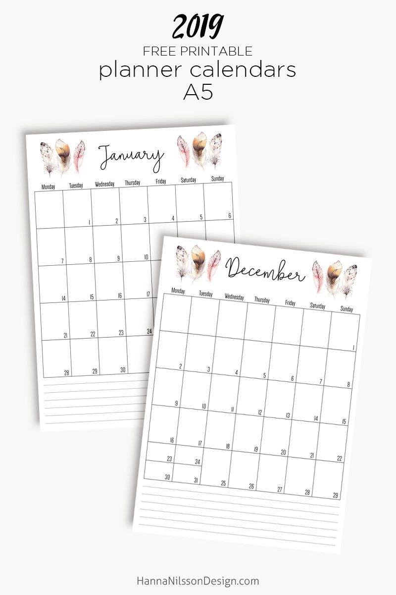 Free Print Personal Size Calendar