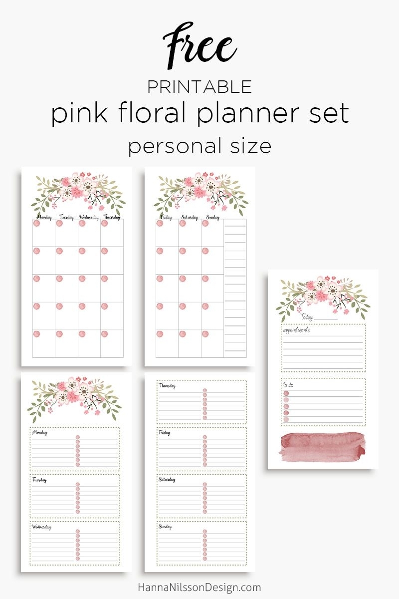 Pink Floral Planner Calendar Inserts | A5 And Personal