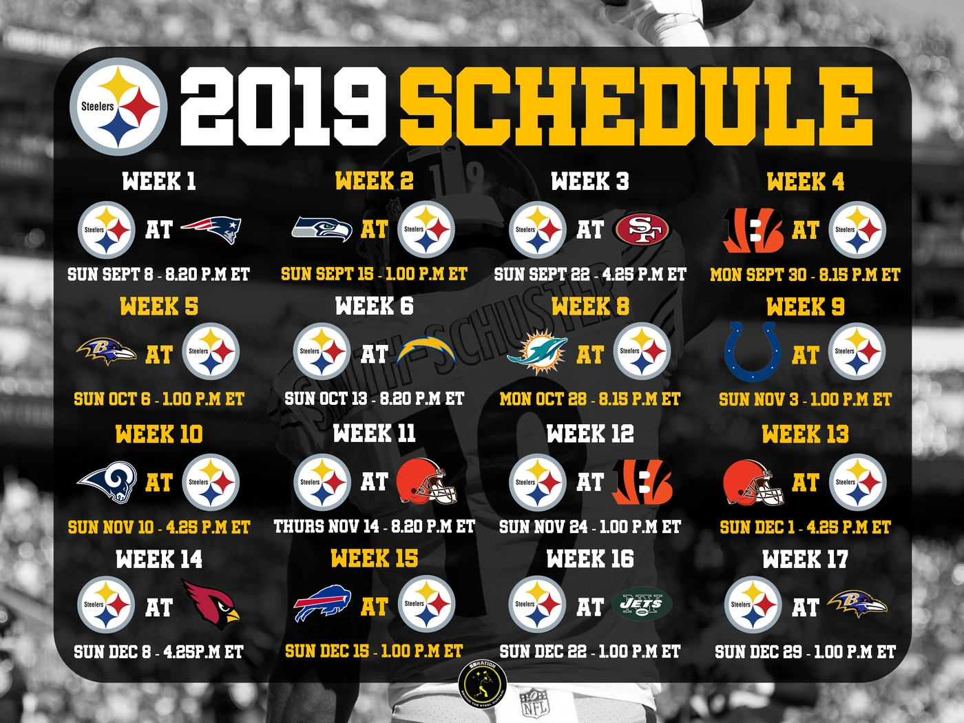 Pittsburgh Steelers 2019 Schedule: Rumors, Leaks And Nfl inside Nfl Schedule 2019 2020 Printable