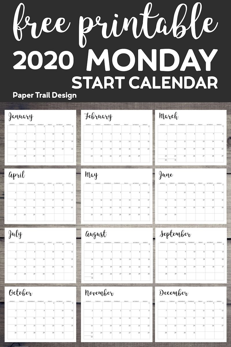 Print Calendar Monday Start In 2020 | Printable Calendar regarding Printable Monday Calendar Monday Start