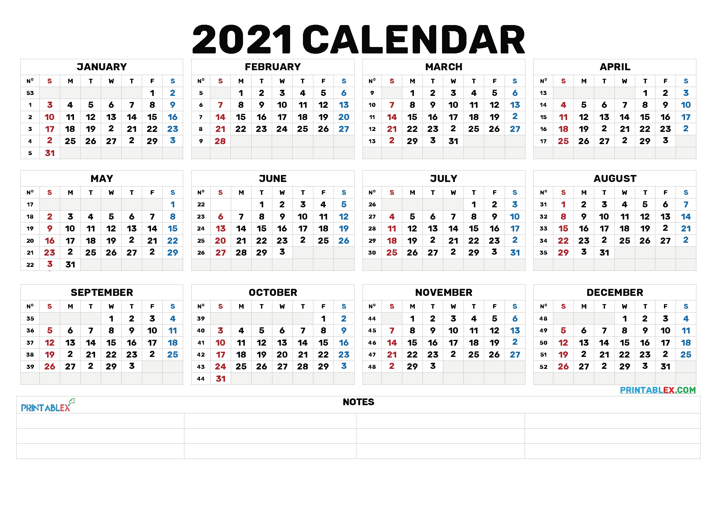 Printable 2021 Calendarmonth – 6 Templates – Free