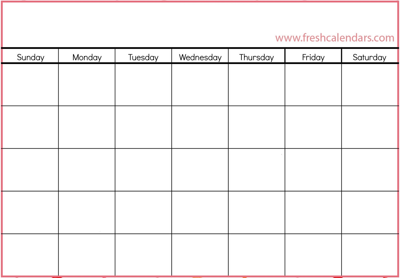 Blank 31 Day Calendar Printable