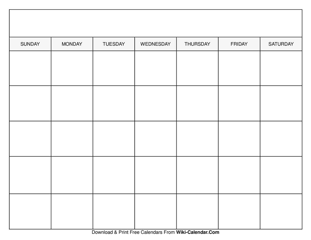 Printable Blank Calendar Templates