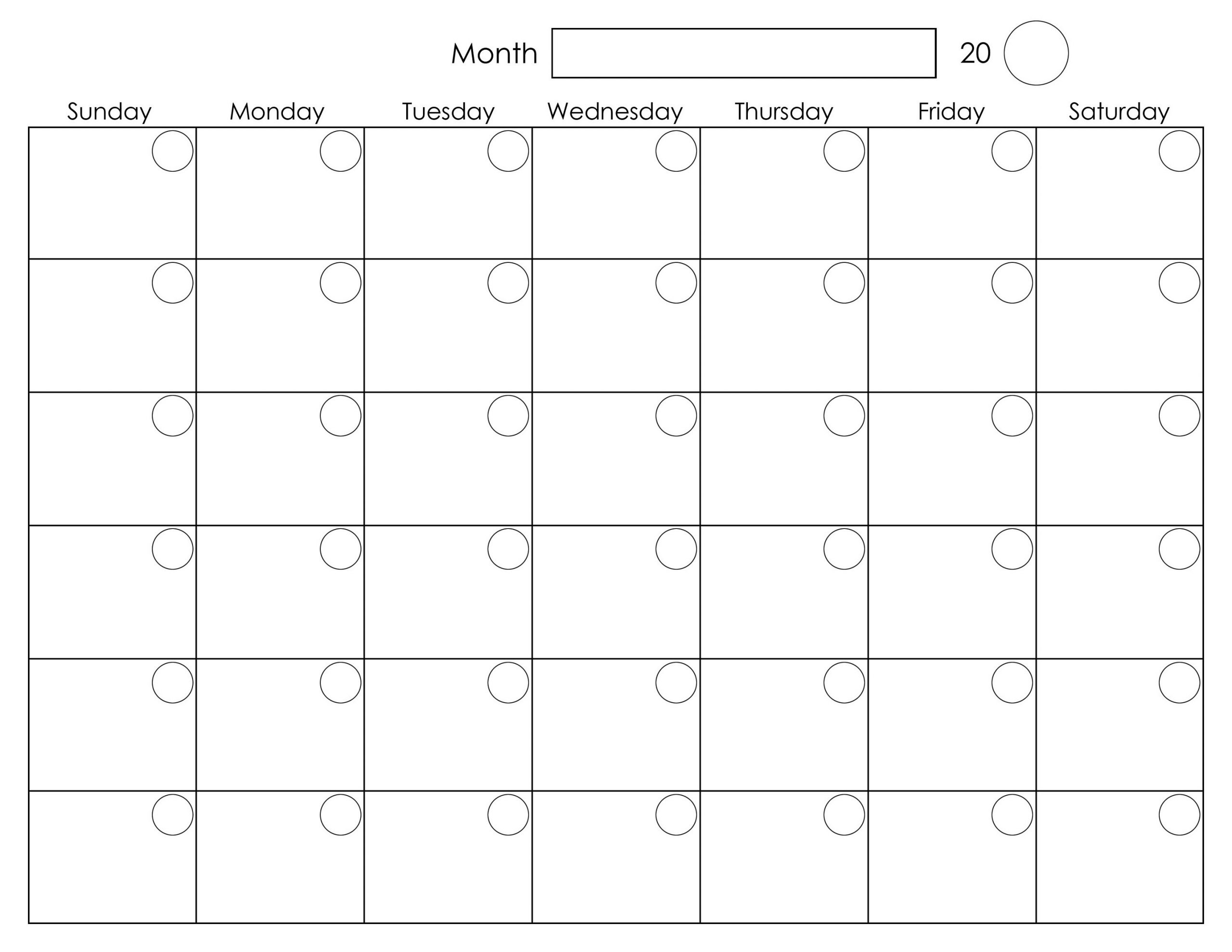 Printable Blank Monthly Calendar | Activity Shelter