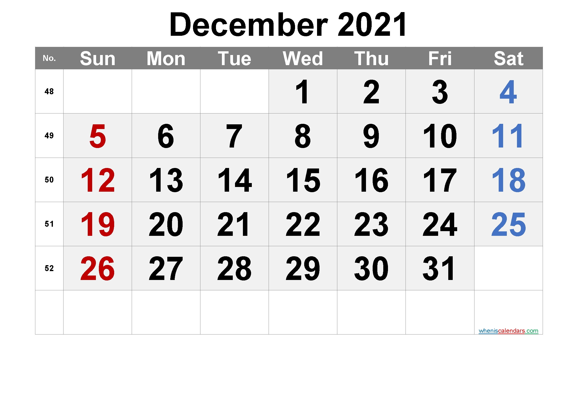 Printable Calendar 2021 December - Free Printable 2021