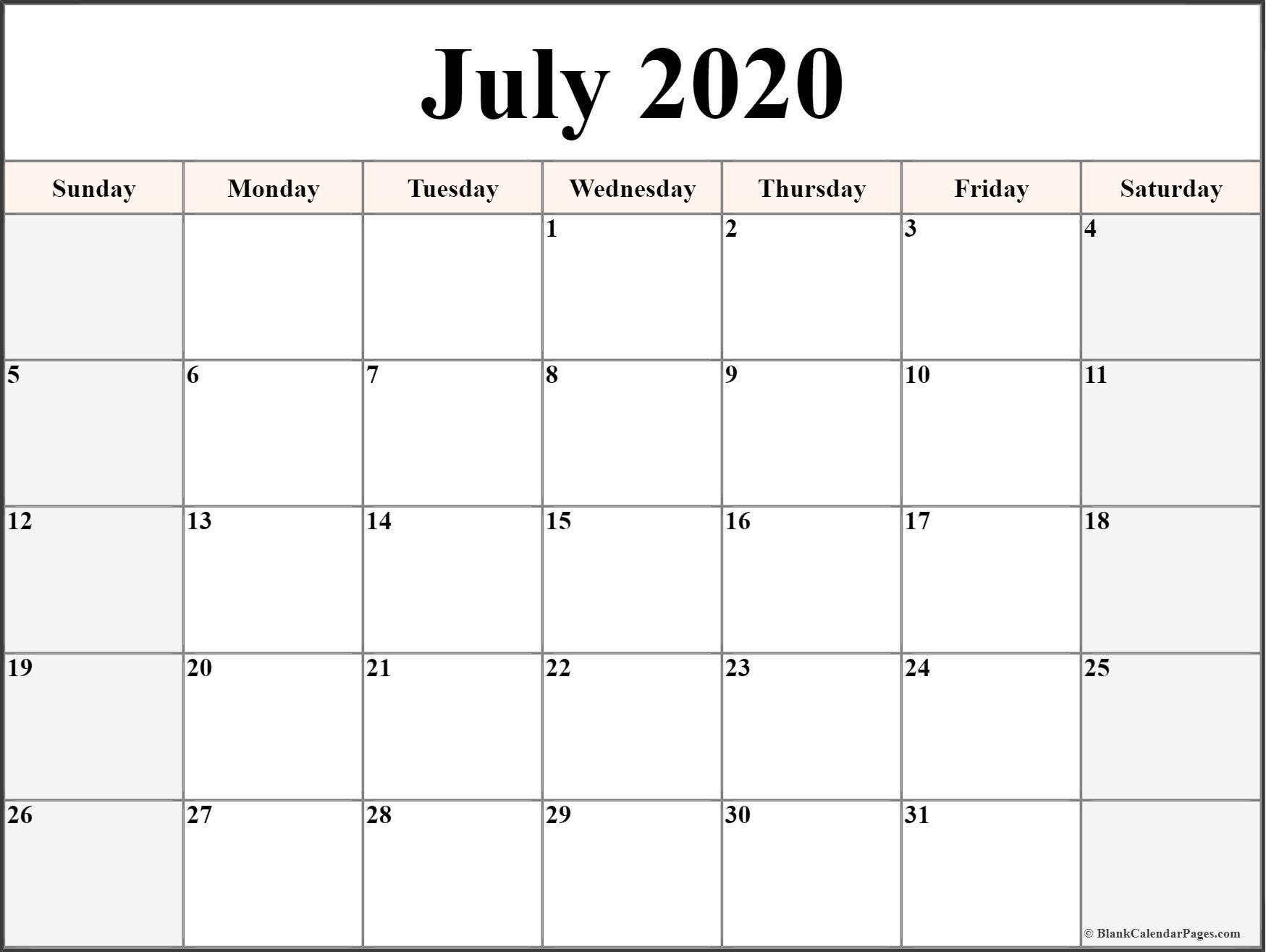 Printable Calendar Templates 2020 In 2020 | Blank Calendar in 2020 Calendar To Fill In