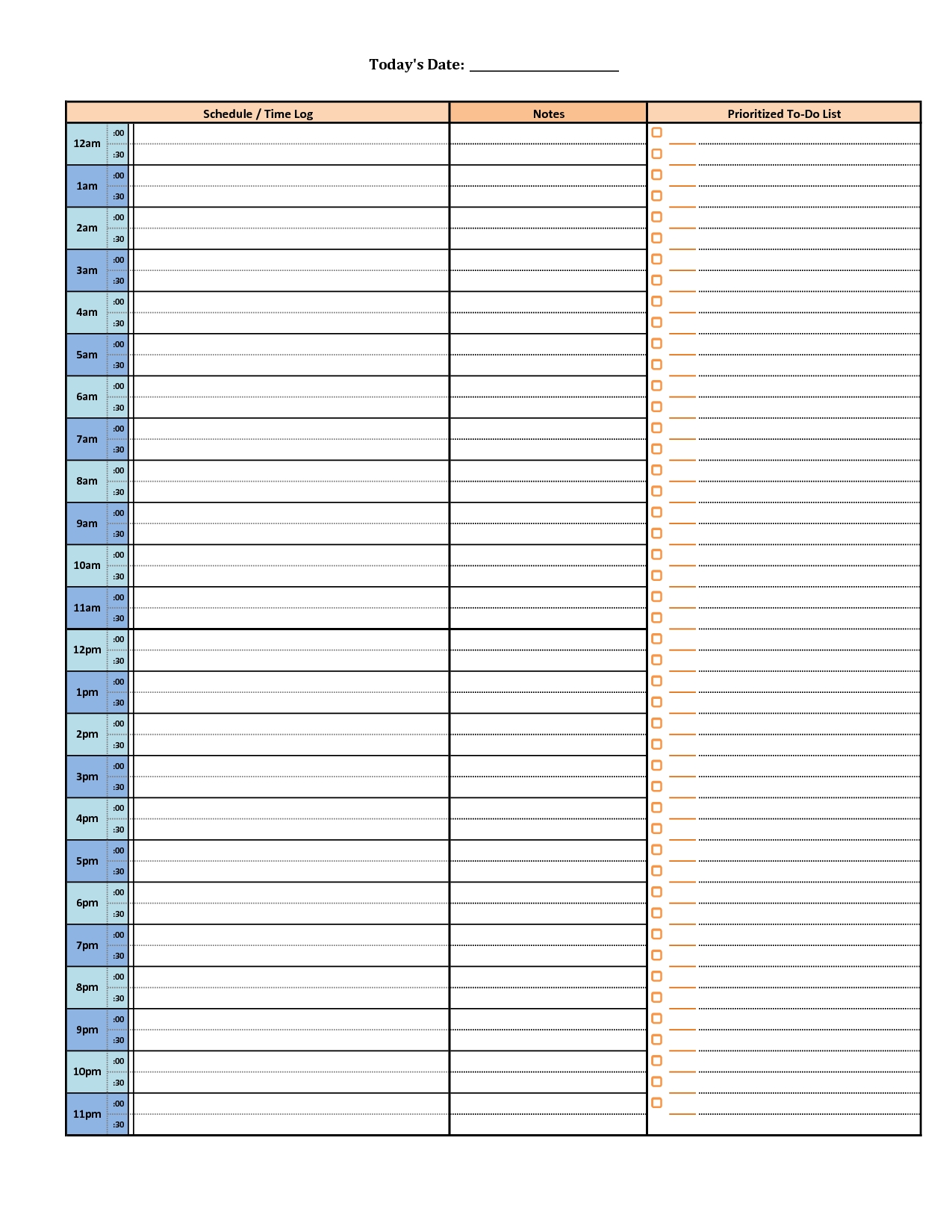 Printable Daily Hourly Schedule Template | Daily Schedule