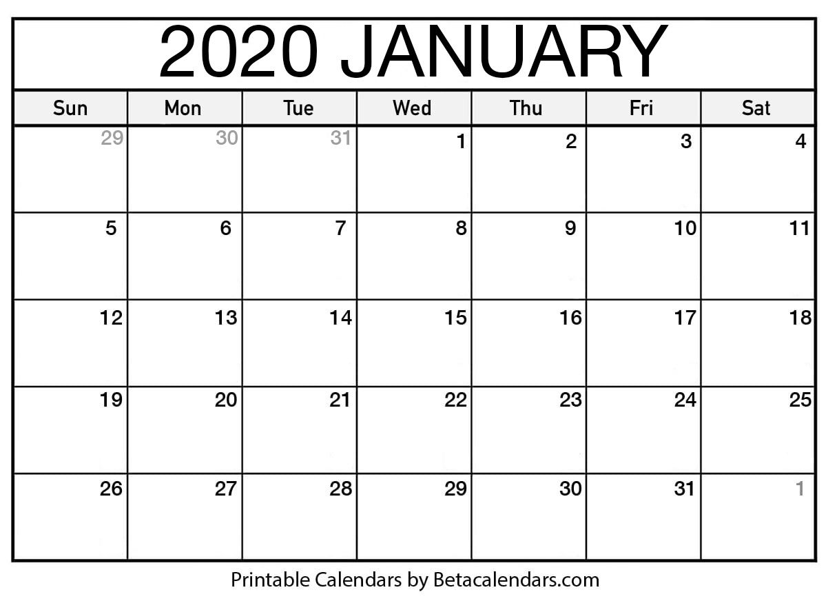 Printable January 2020 Calendar | Calendar Printables throughout 2020 Calendar To Fill In
