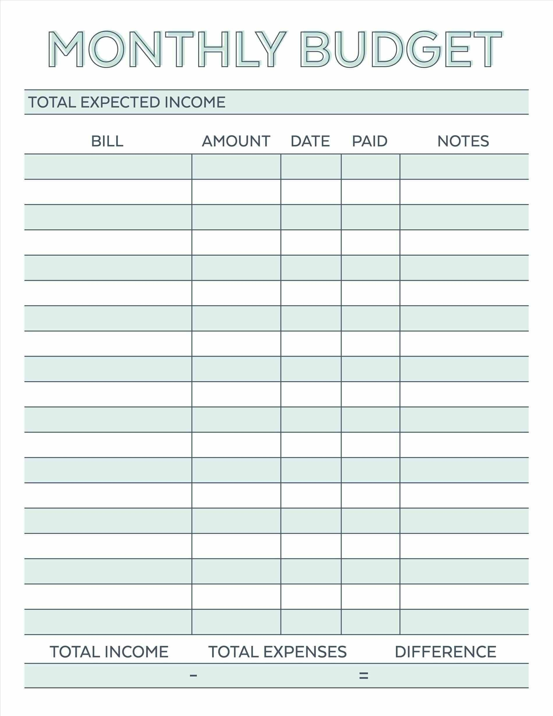 Printable Monthly Bill Payment Worksheet | Blank Calendar