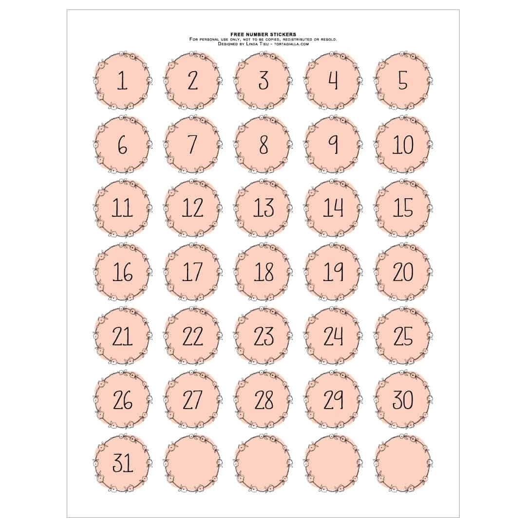 Printable Numbers - Pretty Pink Wreath Style | Tortagialla