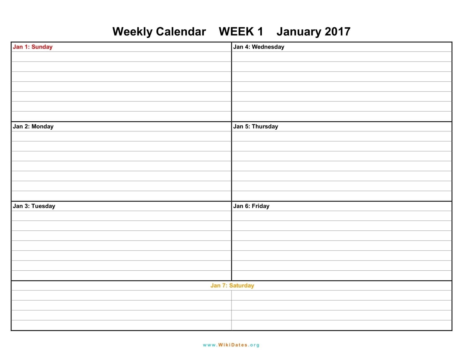 Printable Weekly Calendar 2018 Printable Weekly Calendar