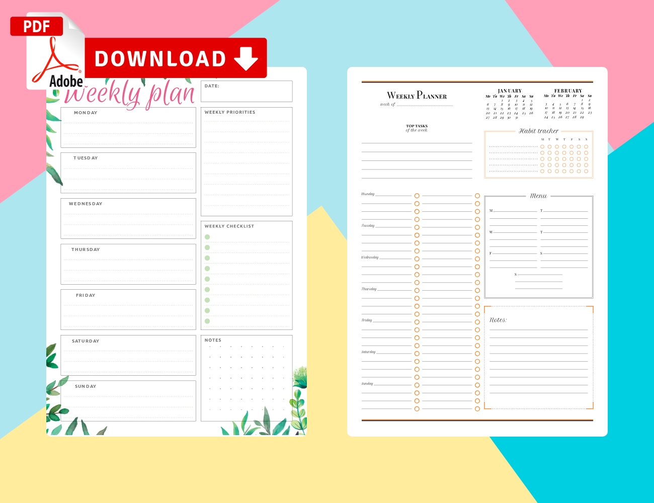 Printable Weekly Planner Templates - Download Pdf