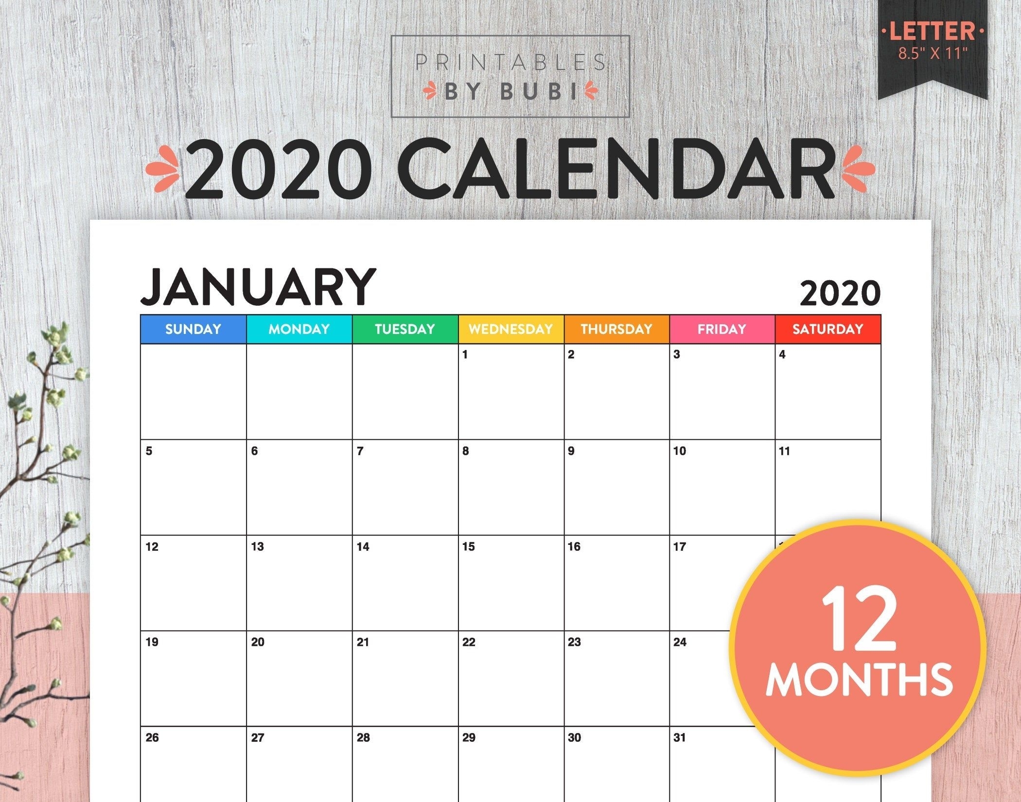 Sale! Printable Monthly Calendar 2020, Calendar Printable regarding 8.5 X 11 Printable 2020 Calendar