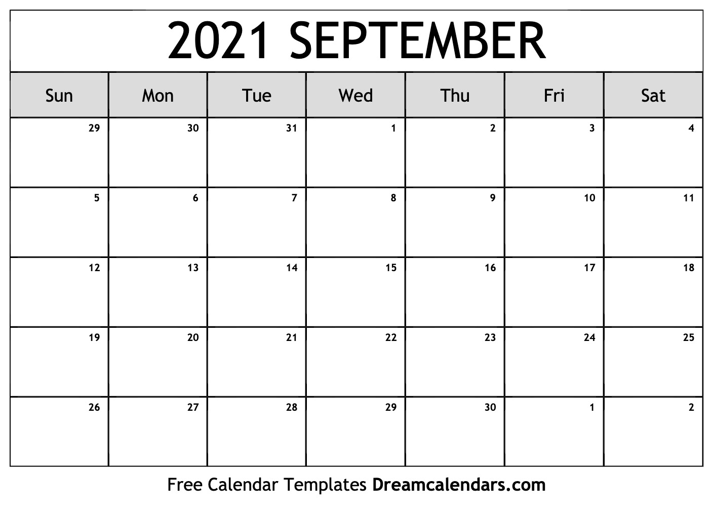 September 2021 Calendar | Free Blank Printable Templates