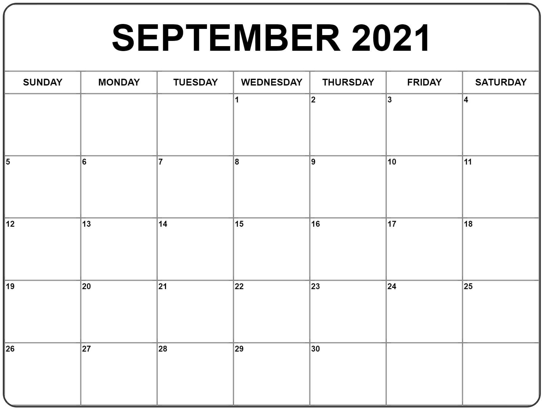 September 2021 Calendar | Free Printable Calendar Monthly