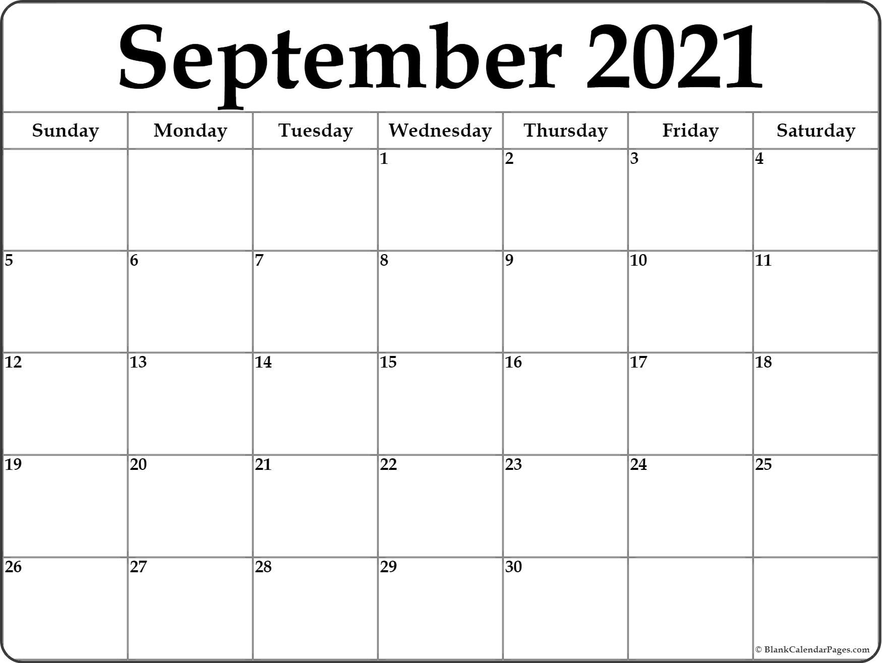 September 2021 Calendar | Free Printable Monthly Calendars