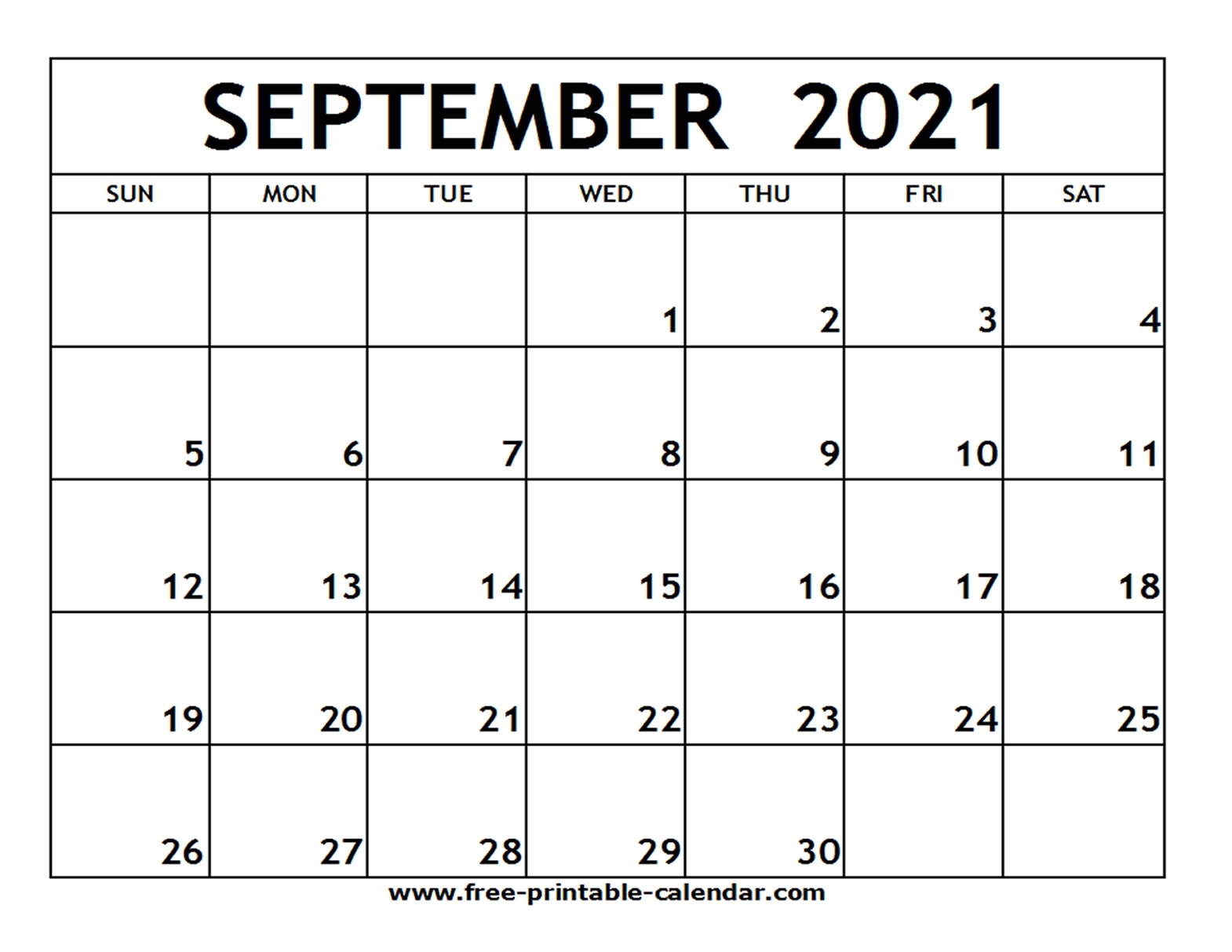 September 2021 Printable Calendar - Free-Printable-Calendar