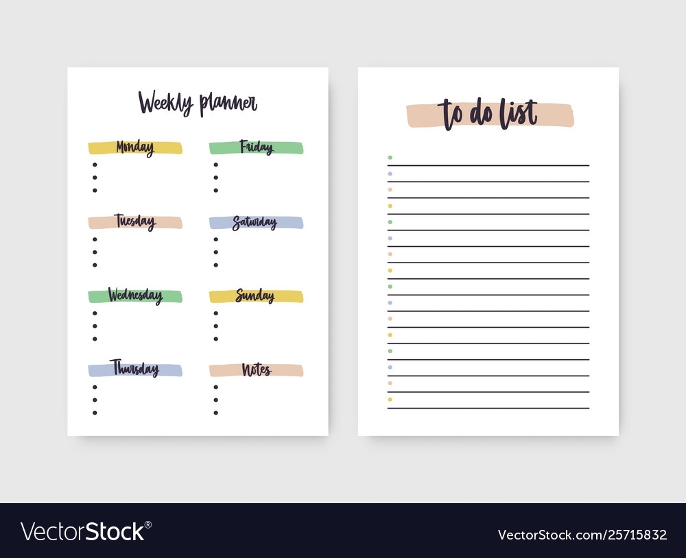 Set Weekly Planner And To-Do-List Templates Vector Image