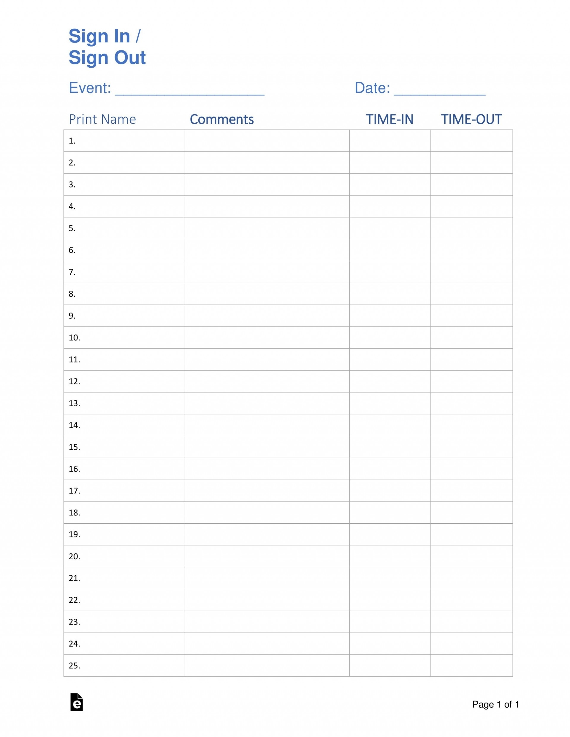 Sign Up Sheet Template ~ Addictionary