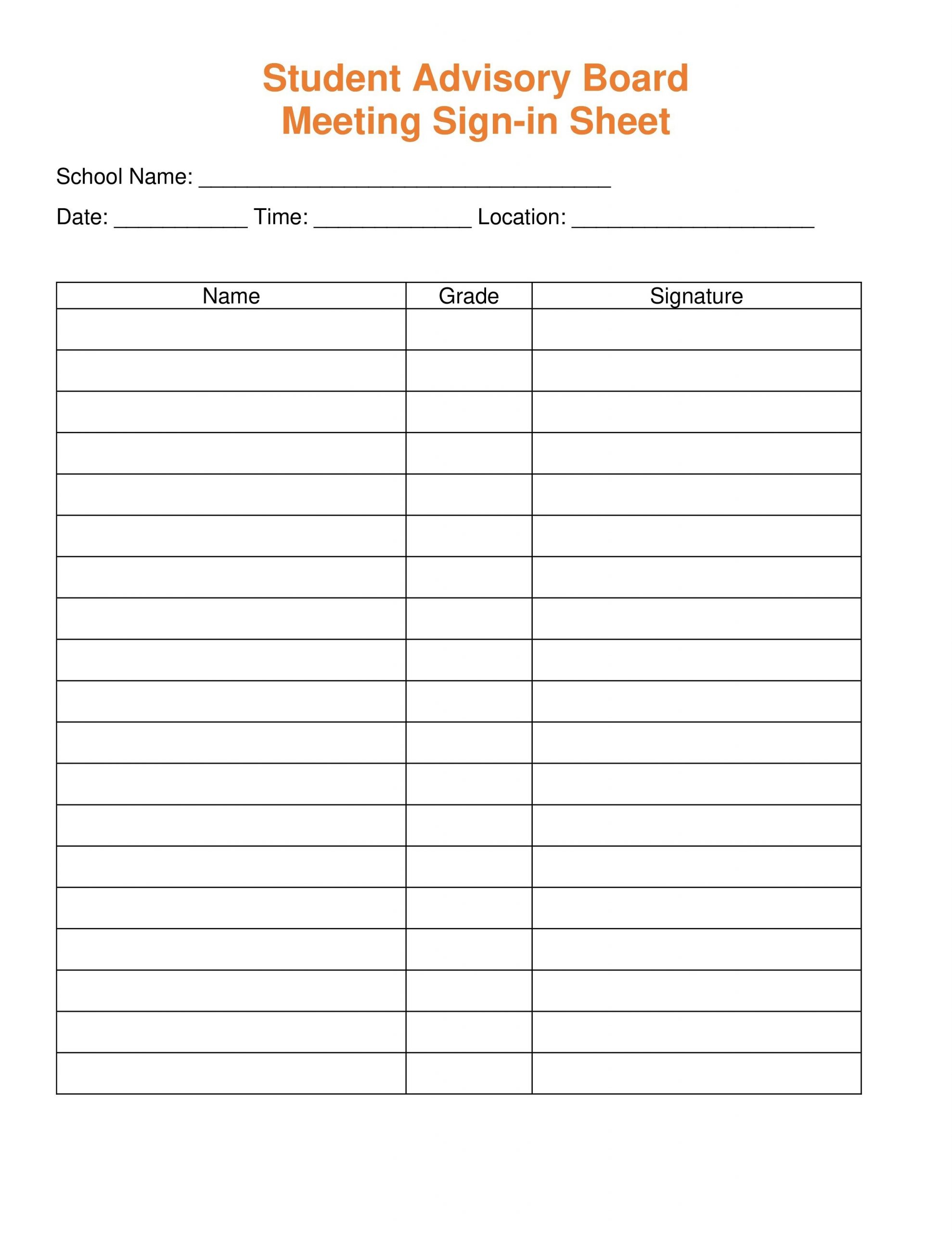 Sign Up Sheet Template ~ Addictionary