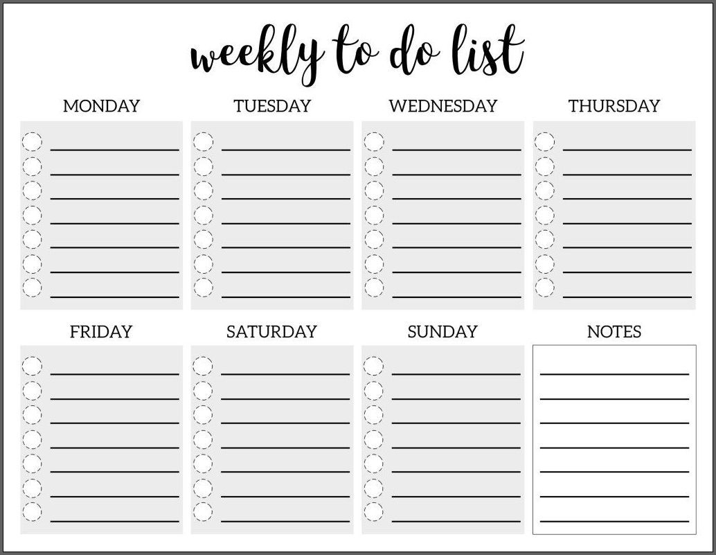 The Marvelous √ Free Printable Weekly To Do List Template