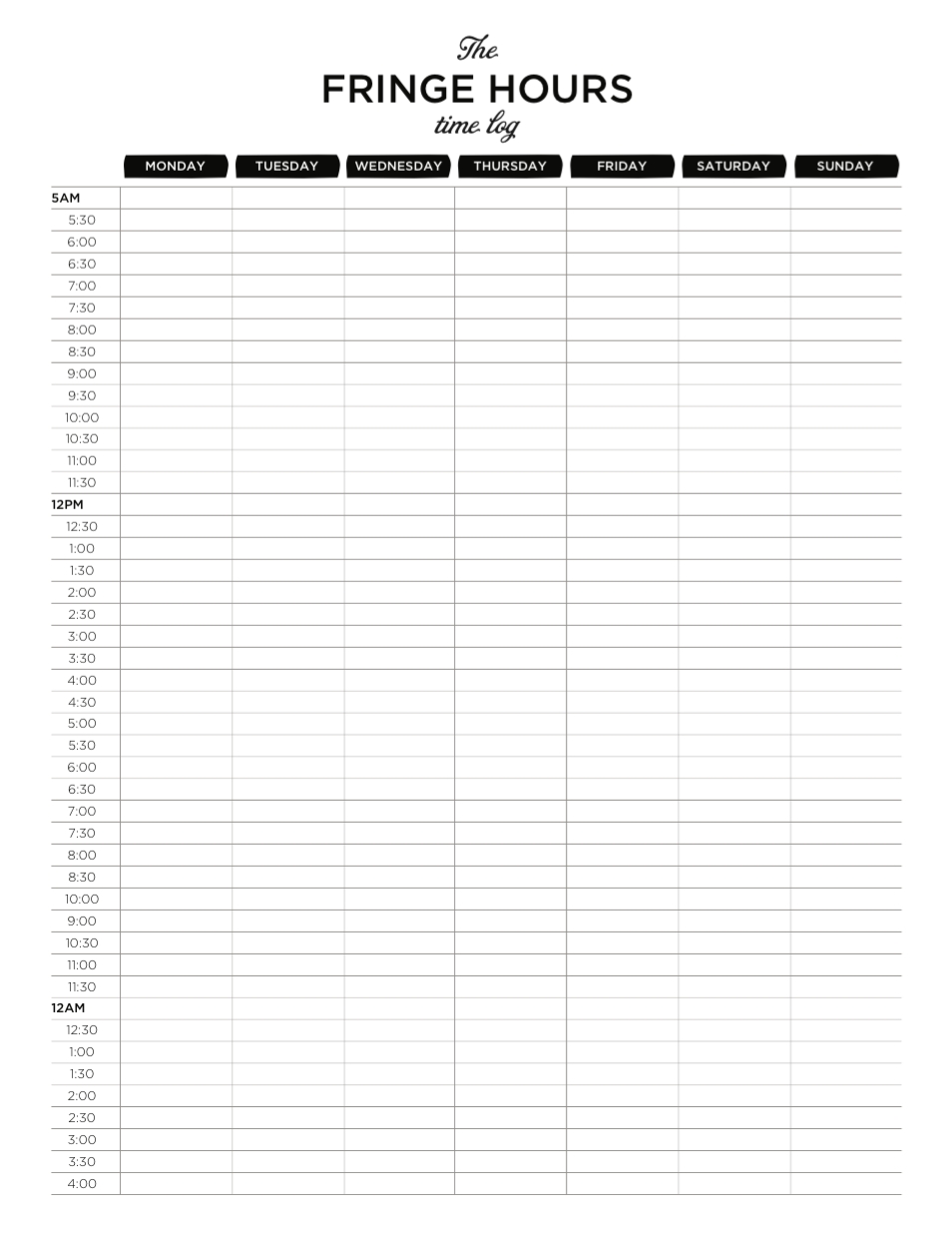 Time Tracker | Weekly Planner Free, Hourly Planner, Time Tracker