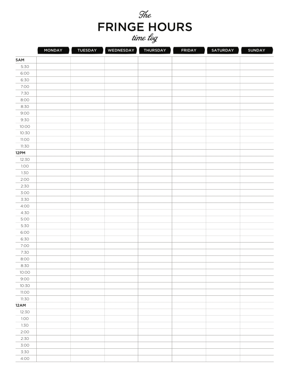 Time Tracker | Weekly Planner Free, Weekly Planner, Hourly