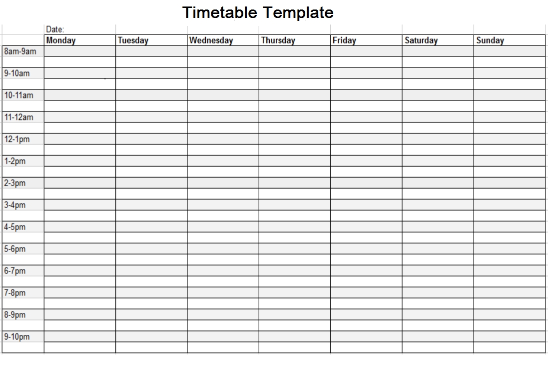 Timetable Template Free | Timetable Template, Weekly