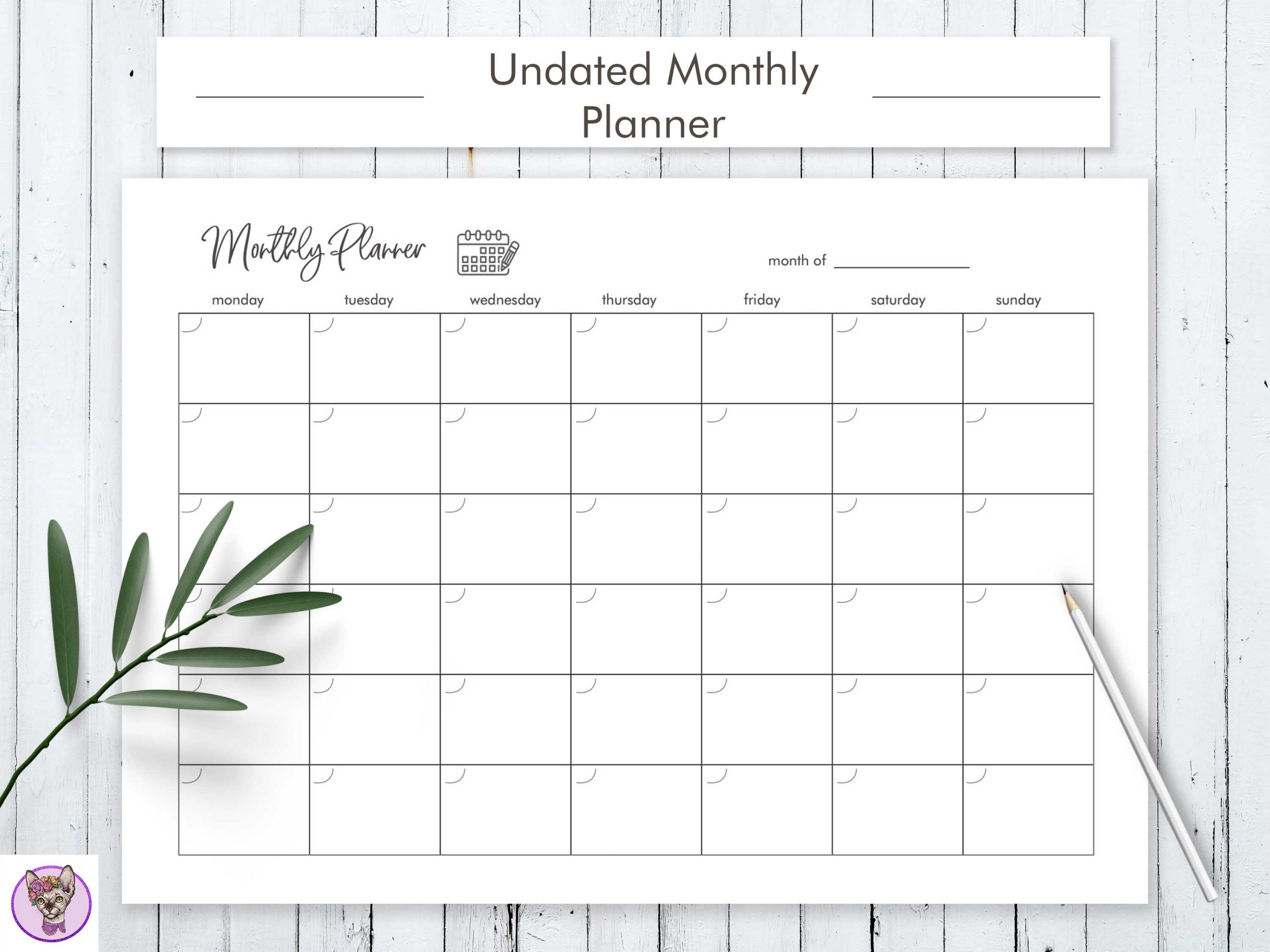 Printable Undated Month