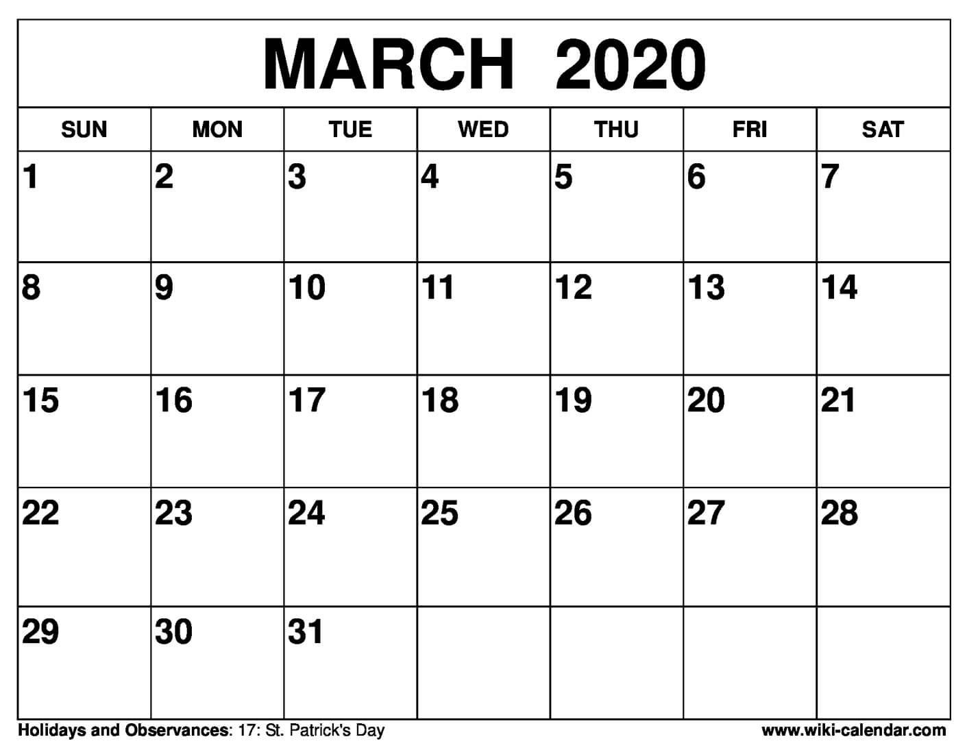 Universal 31 Day Blank Calendar Printable In 2020 | Calendar