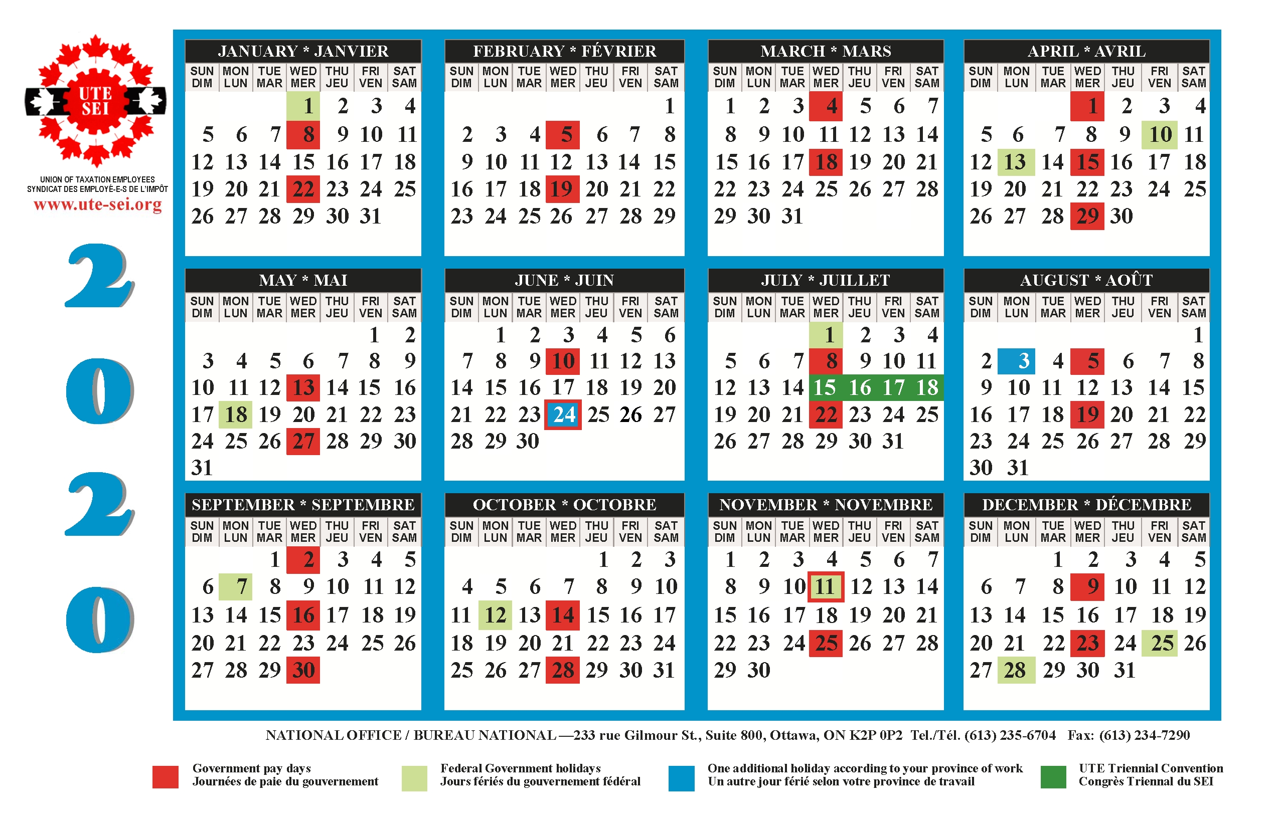 Ute 2019-2020 Calendar | Union Of Taxation Employees with Federal Pay Periods 2020 Schedule