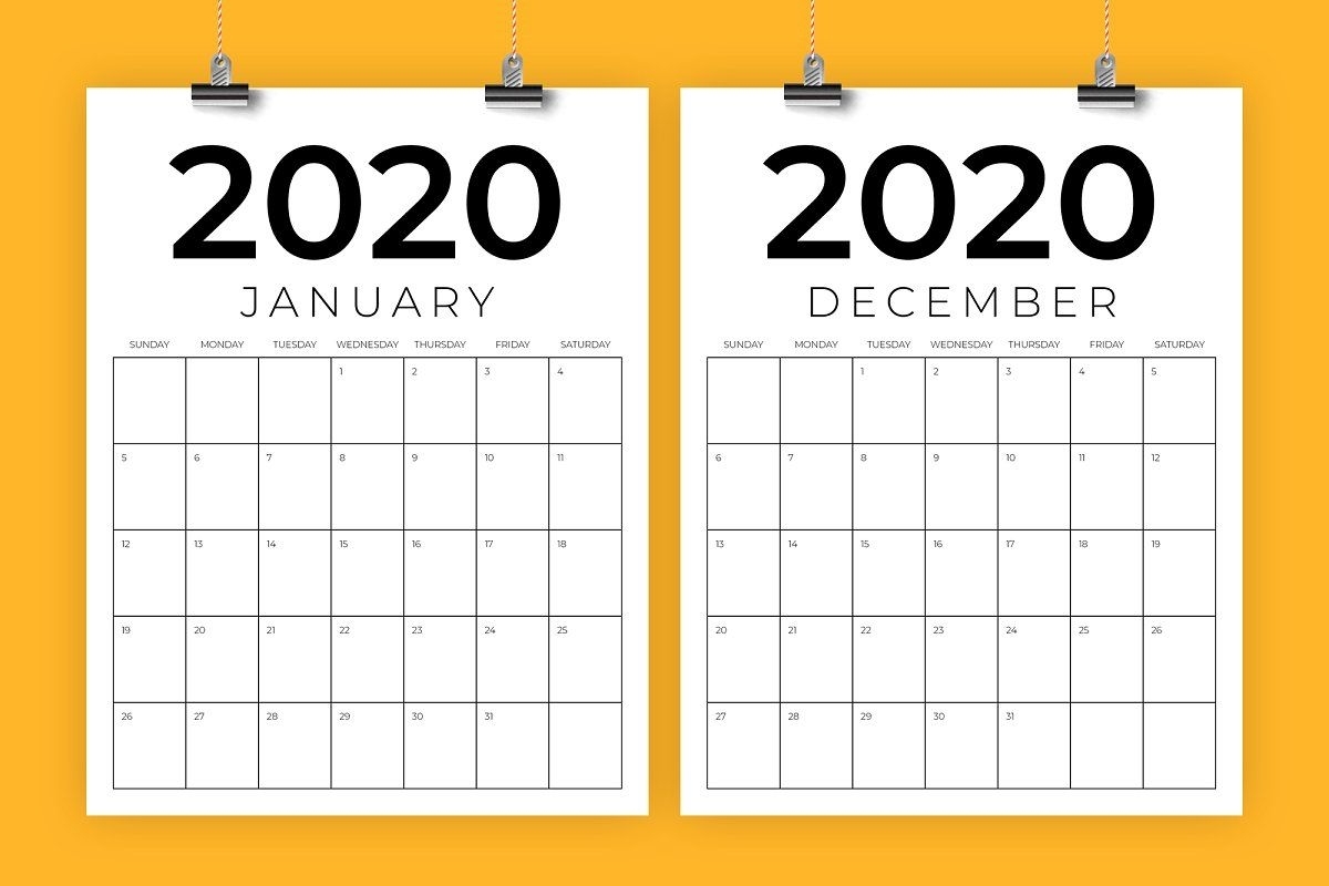Vertical 8.5 X 11 Inch 2020 Calendar | Calendar Template for 8.5 X 11 Printable 2020 Calendar