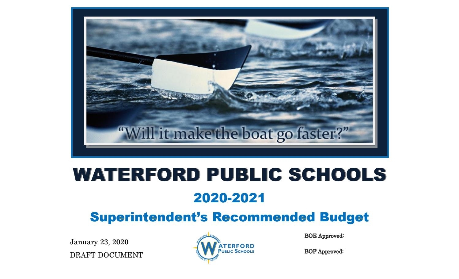 Waterford Board Of Education - Superintendent&#039;S Recommended